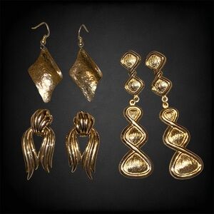 Vintage Gold-Toned Earrings Bundle